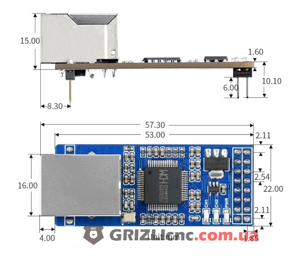 CH9121 2CH - Конвертор UART в Ethernet от Waveshare