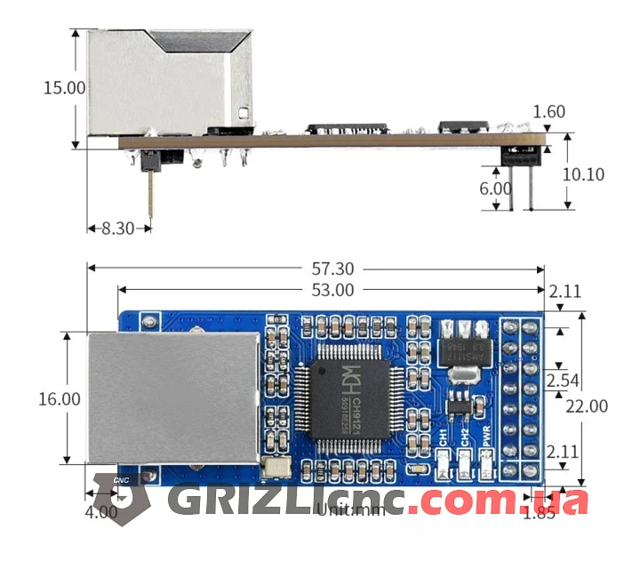 CH9121 2CH - Конвертор UART в Ethernet от Waveshare CH9121 2CH - Конвертор UART в Ethernet от Waveshare
