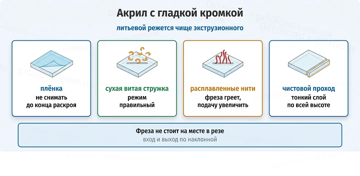 Акрил с гладкой кромкой: литьевой режется чище экструзионного