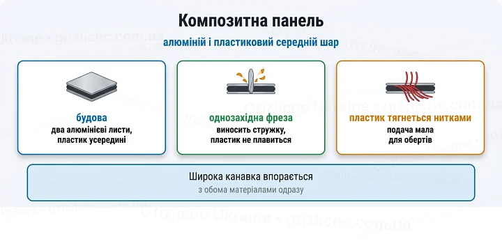 Композитна панель: алюміній і пластиковий середній шар