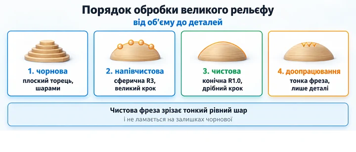 Порядок обробки великого рельєфу: від об’єму до деталей