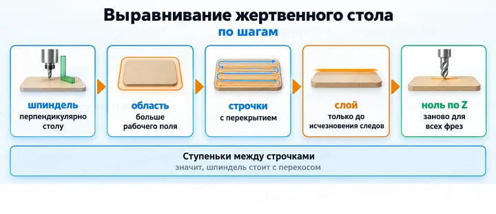 Выравнивание жертвенного стола: по шагам