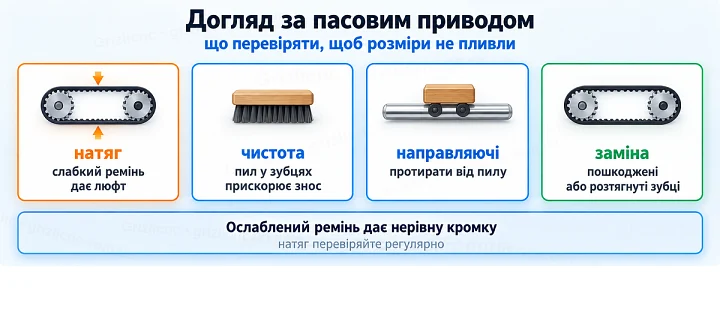 Догляд за пасовим приводом: що перевіряти, щоб розміри не пливли