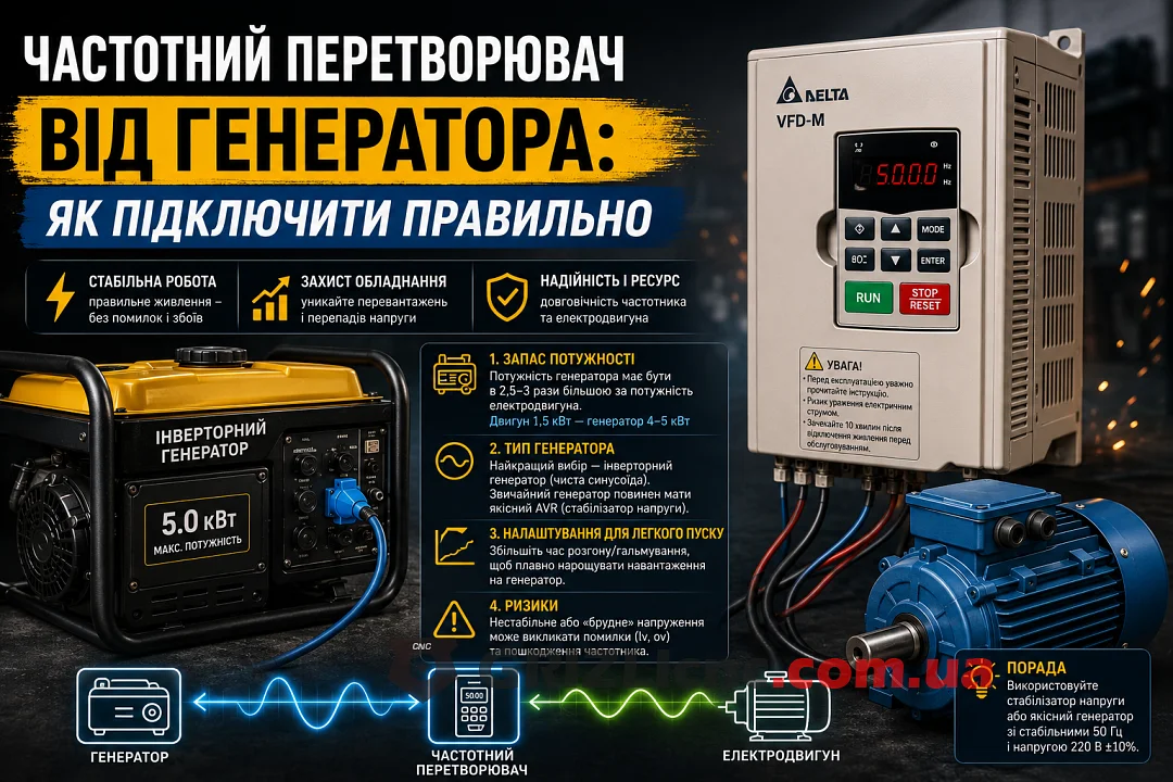 Будет ли работать частотный преобразователь для электродвигателя от генератора