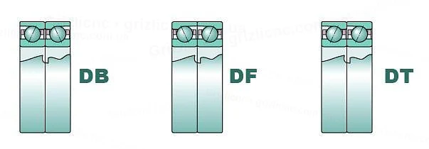 Схемы установки пары подшипников DB, DF и DT