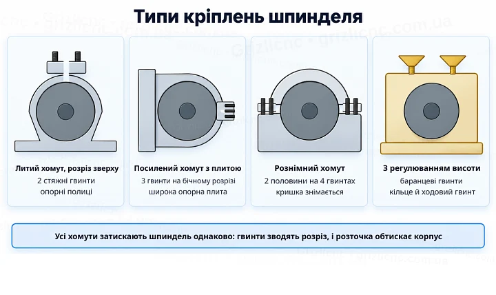 Типи кріплень шпинделя