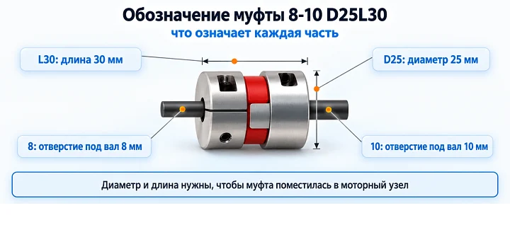 Обозначение муфты 8-10 D25L30: что означает каждая часть