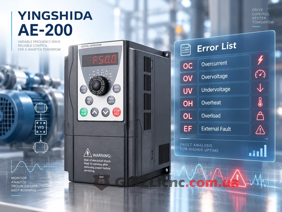 Список ошибок частотного преобразователя YINGSHIDA AE-200