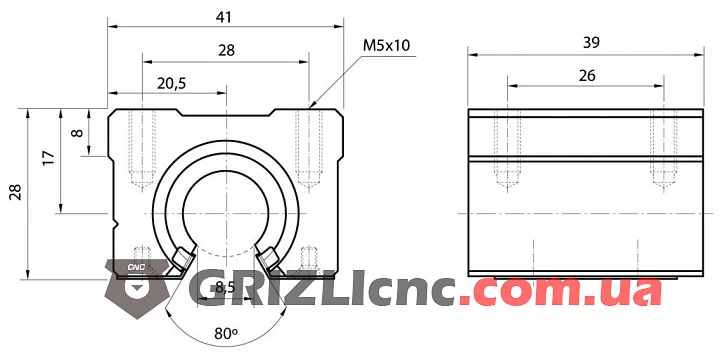 Размеры подшипника SBR12UU Размеры подшипника SBR12UU