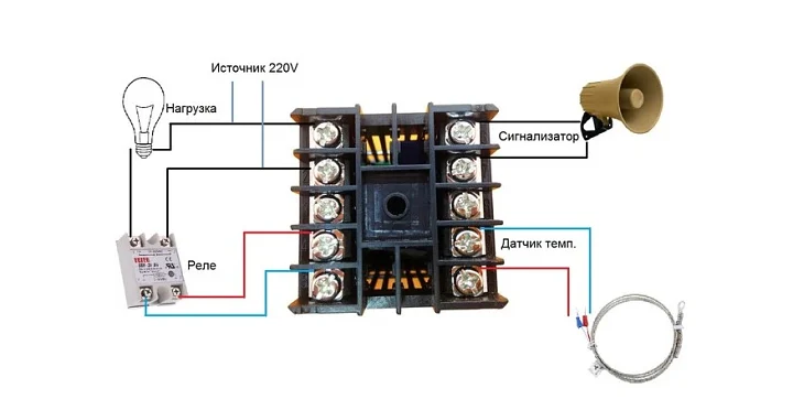 Схема подключения терморегулятора REX-C100