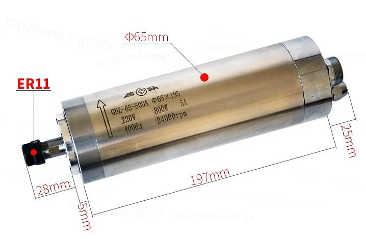Розміри шпинделя GDZ-65-800A 800 Вт