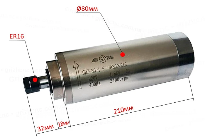 Розміри шпинделя GDZ-80-1.5 1.5 кВт Розміри шпинделя GDZ-80-1.5 1.5 кВт