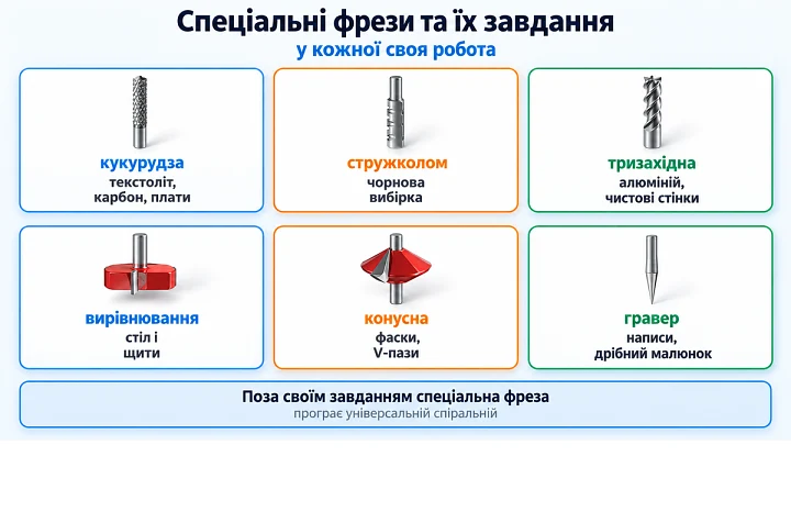 Спеціальні фрези та їх завдання: у кожної своя робота Спеціальні фрези та їх завдання: у кожної своя робота