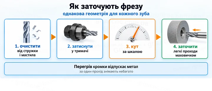 Як заточують фрезу: однакова геометрія для кожного зуба