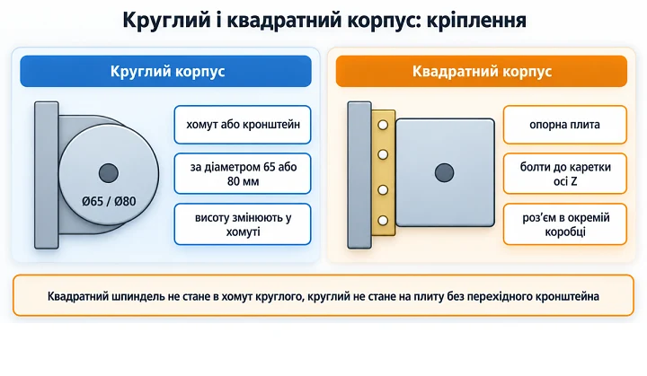 Круглий і квадратний корпус: кріплення